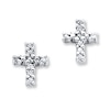 Thumbnail Image 0 of Diamond Cross Earrings 1/20 ct tw Round-cut Sterling Silver