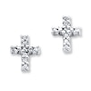 Thumbnail Image 1 of Diamond Cross Earrings 1/20 ct tw Round-cut Sterling Silver