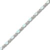 Thumbnail Image 1 of Lab-Created Opal Bracelet Diamond Accents Sterling Silver