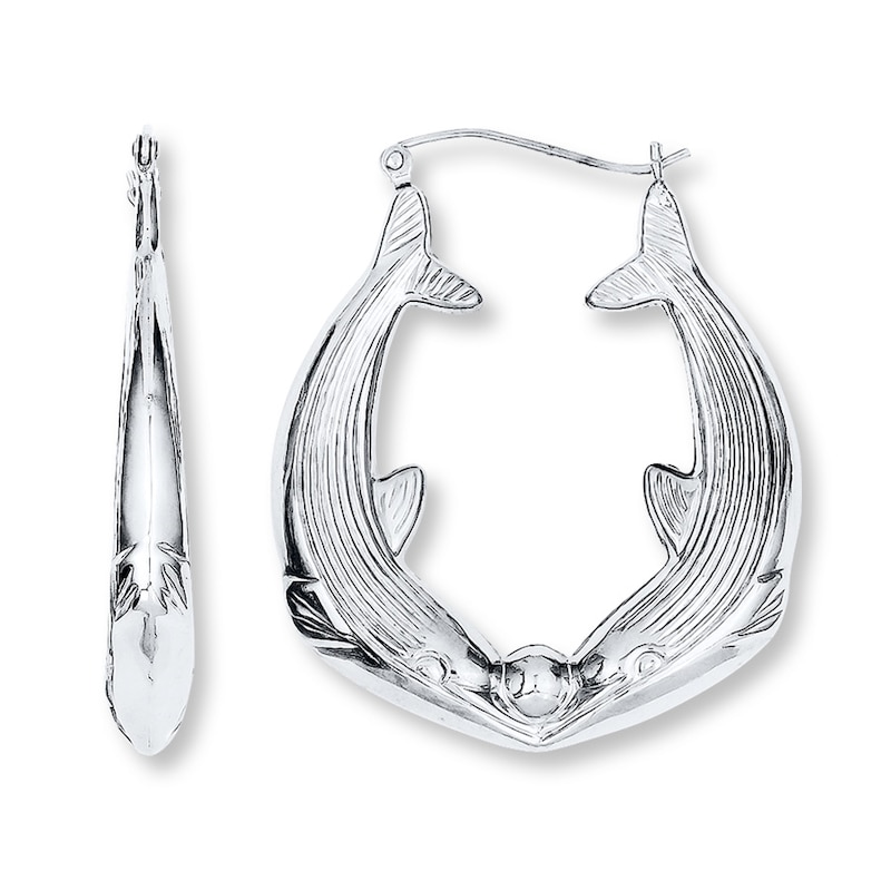 Dolphin Hoop Earrings Sterling Silver