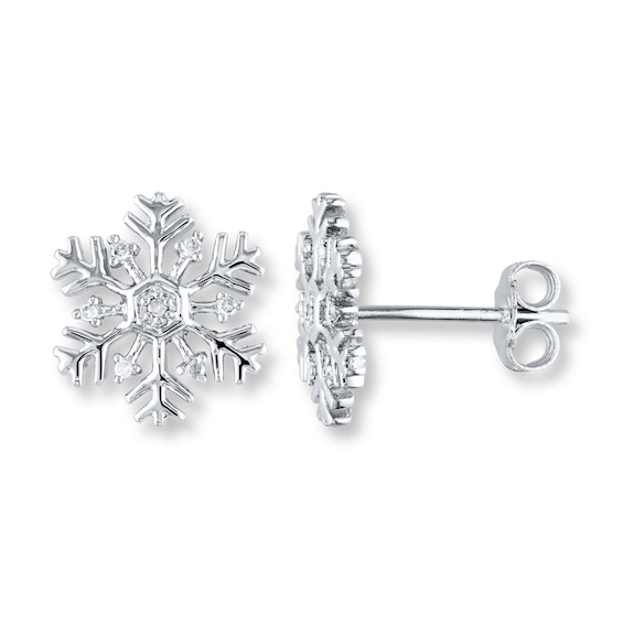 Snowflake Earrings 1/20 ct tw Diamonds Sterling Silver