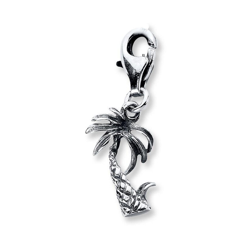 Sterling Silver Palm Tree Charm Pendant 0.98 in x 0.51 in Sterling Silver Palm Tree Charm Pendant 0.98 in x 0.51 in