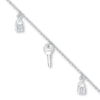 Thumbnail Image 1 of Lock & Key Anklet Solid Sterling Silver 10&quot;