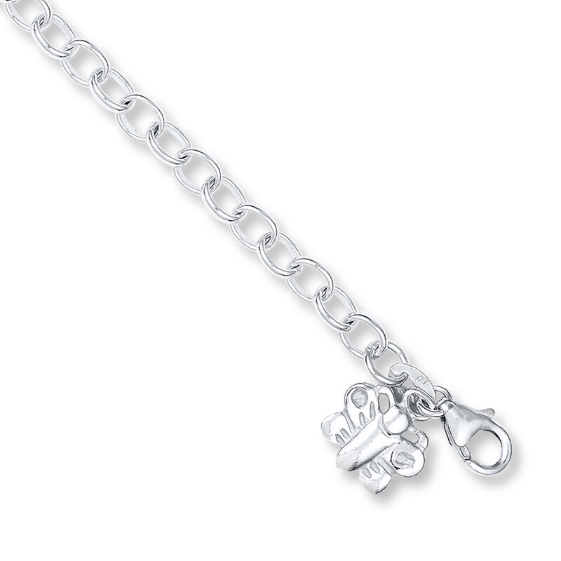 Main Image 1 of Butterfly Charm Anklet 10&quot; Rolo Chain Solid Sterling Silver