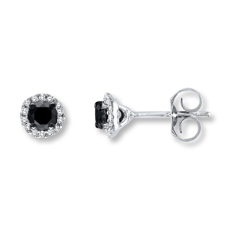 Diamond Earrings 1/2 ct tw Black & White Sterling Silver
