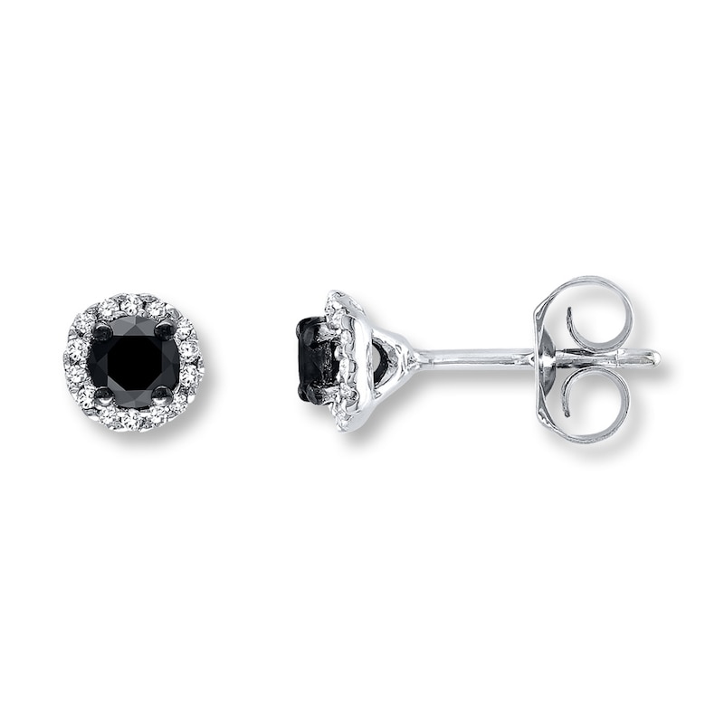 Main Image 1 of Diamond Earrings 1/2 ct tw Black & White Sterling Silver