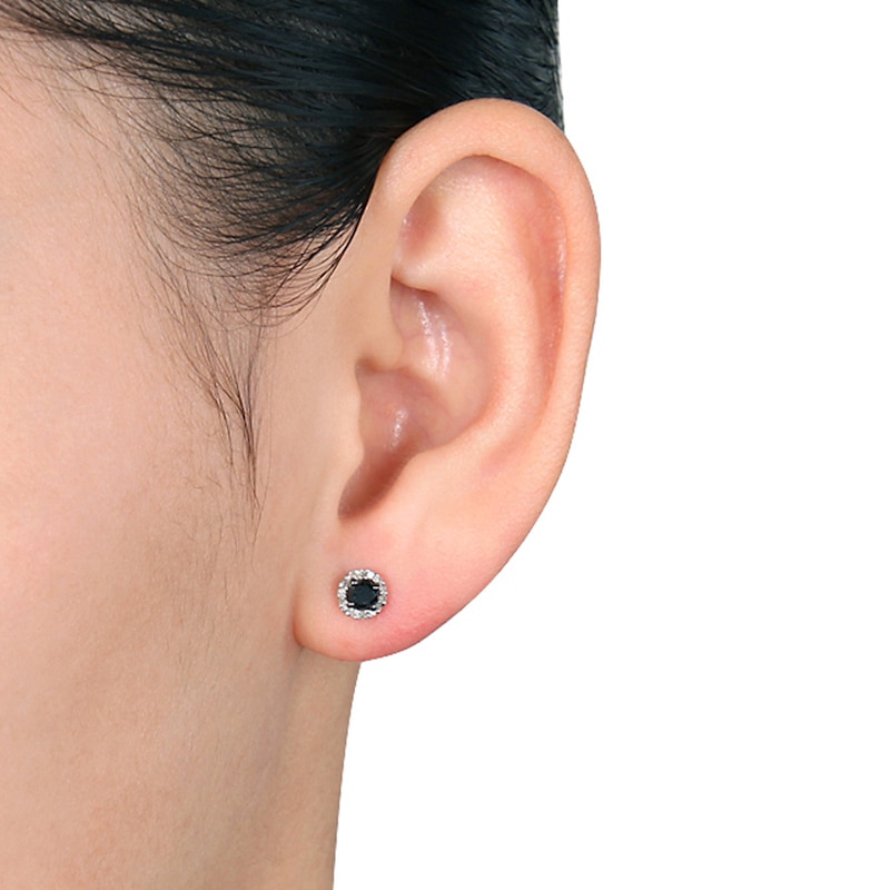 Main Image 2 of Diamond Earrings 1/2 ct tw Black & White Sterling Silver