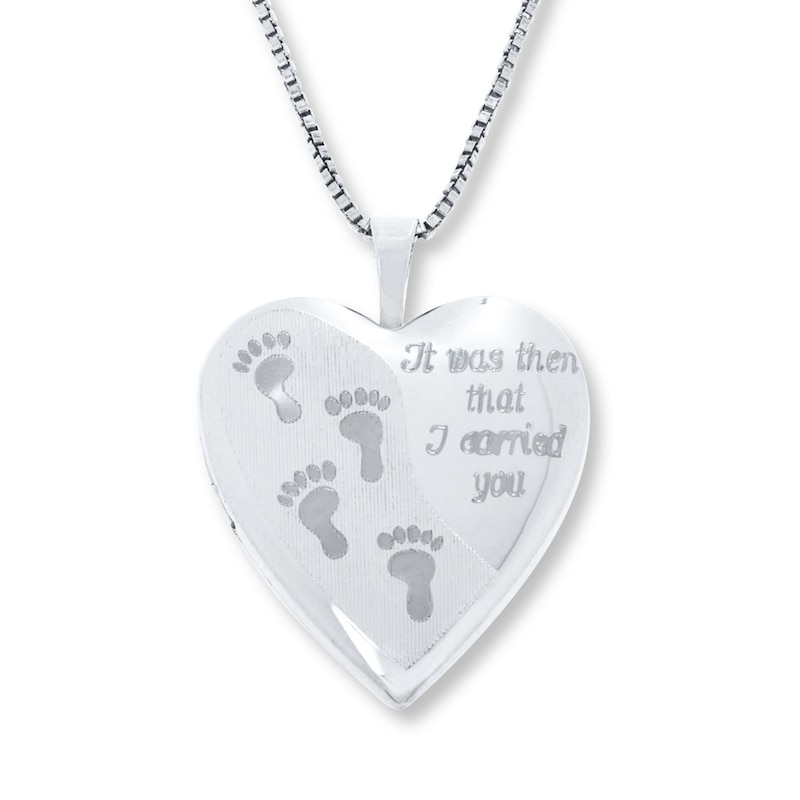 Main Image 1 of Footprints Heart Locket Sterling Silver