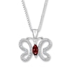 Thumbnail Image 0 of Butterfly Necklace Garnet/Diamonds Sterling Silver