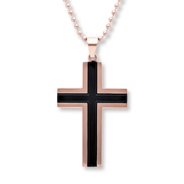 Men's Cross Necklace Two-Tone Stainless Steel