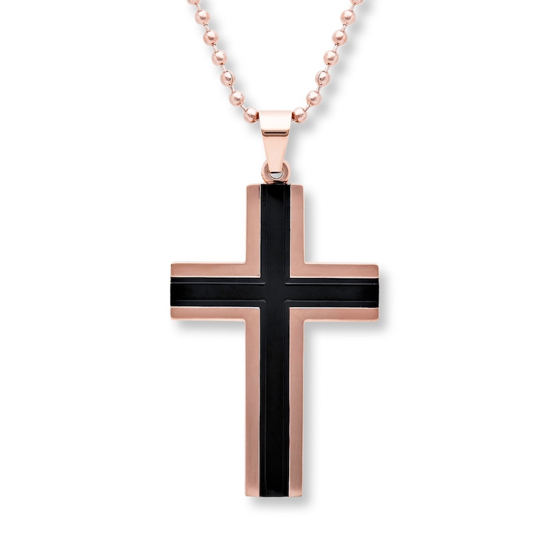 Main Image 1 of Men's Cross Necklace Two-Tone Stainless Steel