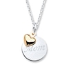 Thumbnail Image 1 of &quot;Mom&quot; Heart Necklace Sterling Silver 14K Yellow Gold Accent