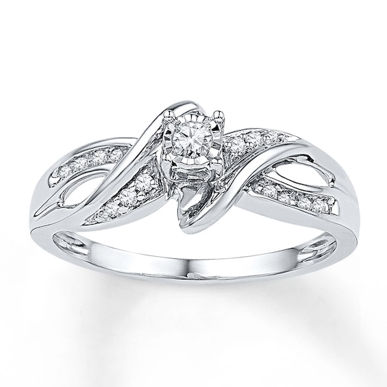 Diamond Bypass Promise Ring 1/8 ct tw Sterling Silver