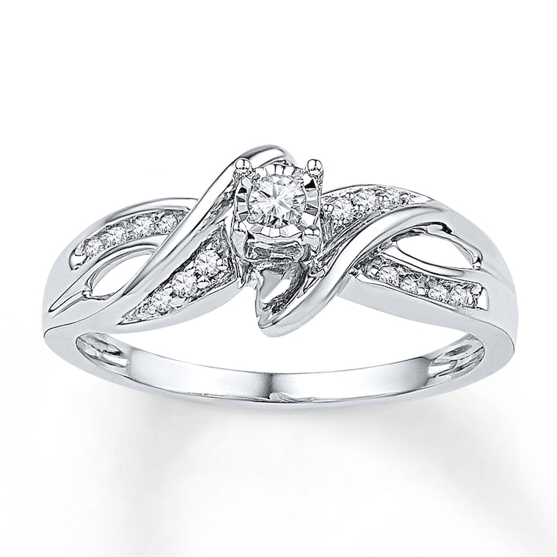 Main Image 1 of Diamond Bypass Promise Ring 1/8 ct tw Sterling Silver