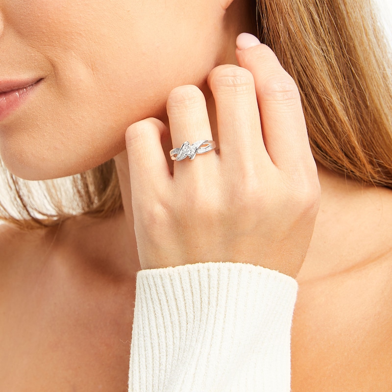 Main Image 2 of Diamond Bypass Promise Ring 1/8 ct tw Sterling Silver