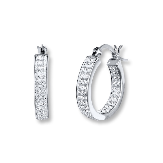 Crystal Hoop Earrings Sterling Silver