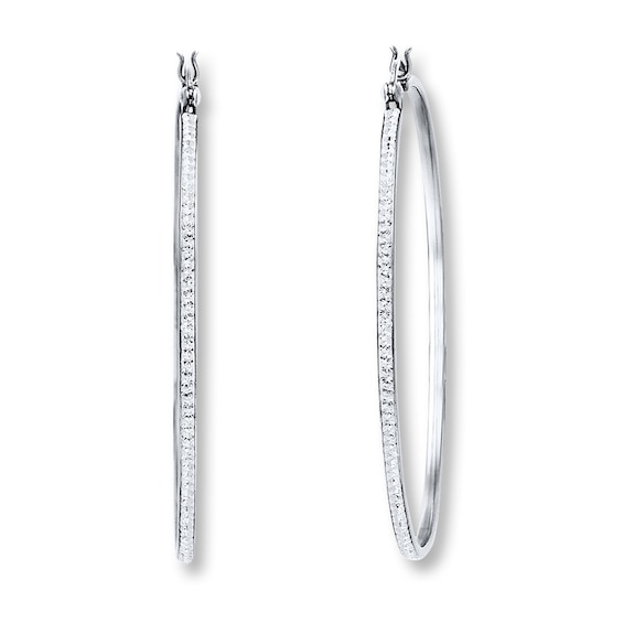 Crystal Hoop Earrings Sterling Silver