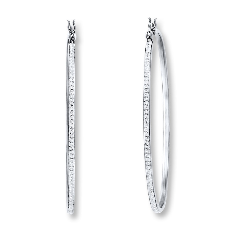 Main Image 1 of Crystal Hoop Earrings Sterling Silver