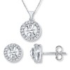 Thumbnail Image 1 of Necklace and Earrings Set Crystals Sterling Silver