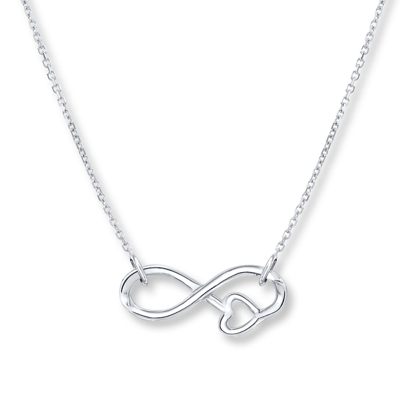 Infinity Symbol & Heart Sterling Silver Necklace with 360