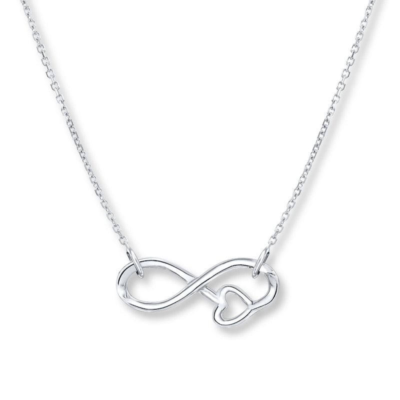 Main Image 1 of Infinity Symbol & Heart Sterling Silver Necklace