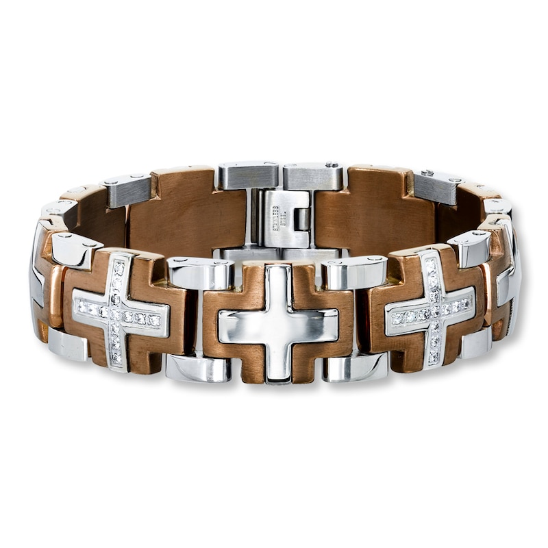 Men's Bracelet Cubic Zirconia Stainless Steel 9"