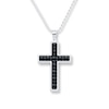 Thumbnail Image 0 of Men's Cross Necklace Leather Accent Stainless Steel