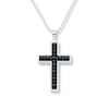 Thumbnail Image 1 of Men's Cross Necklace Leather Accent Stainless Steel