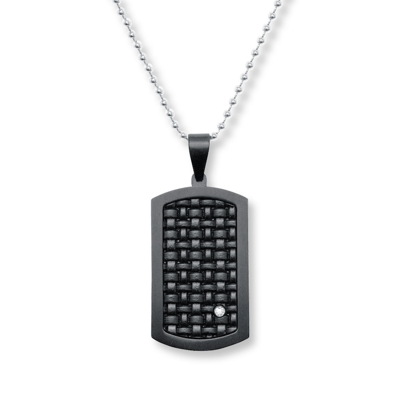 Black Dog Tag Pendant Necklace