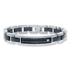 Thumbnail Image 1 of Men's Bracelet Diamond Accent Stainless Steel & Leather 8.5&quot;