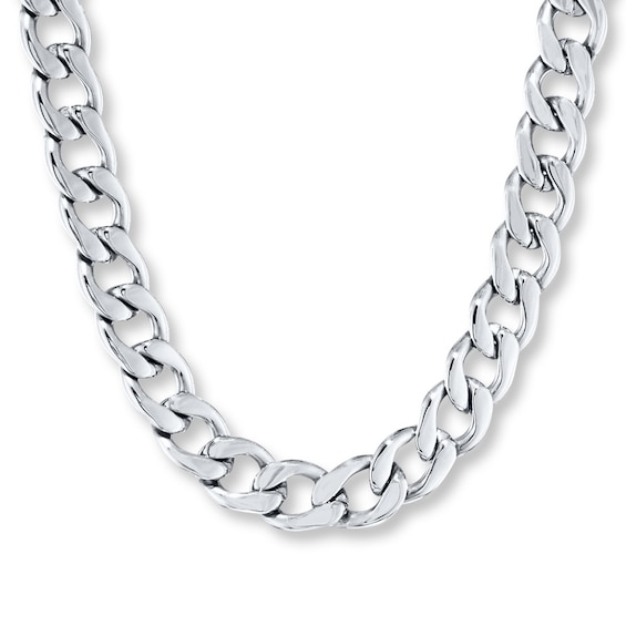 Curb Link Necklace Solid Stainless Steel 22"