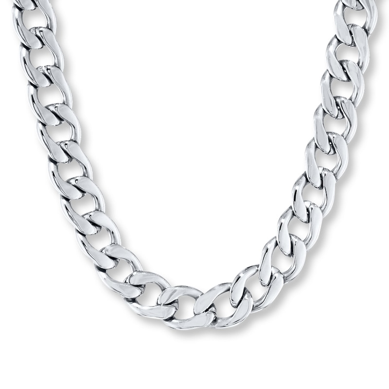 Polished Cuban Link Necklace for Men, Stainless Steel Chain Necklace, Gift  for Men, Silver Cuban Link Chain for men