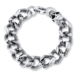 Men's Skull Bracelet Stainless Steel 8.5"