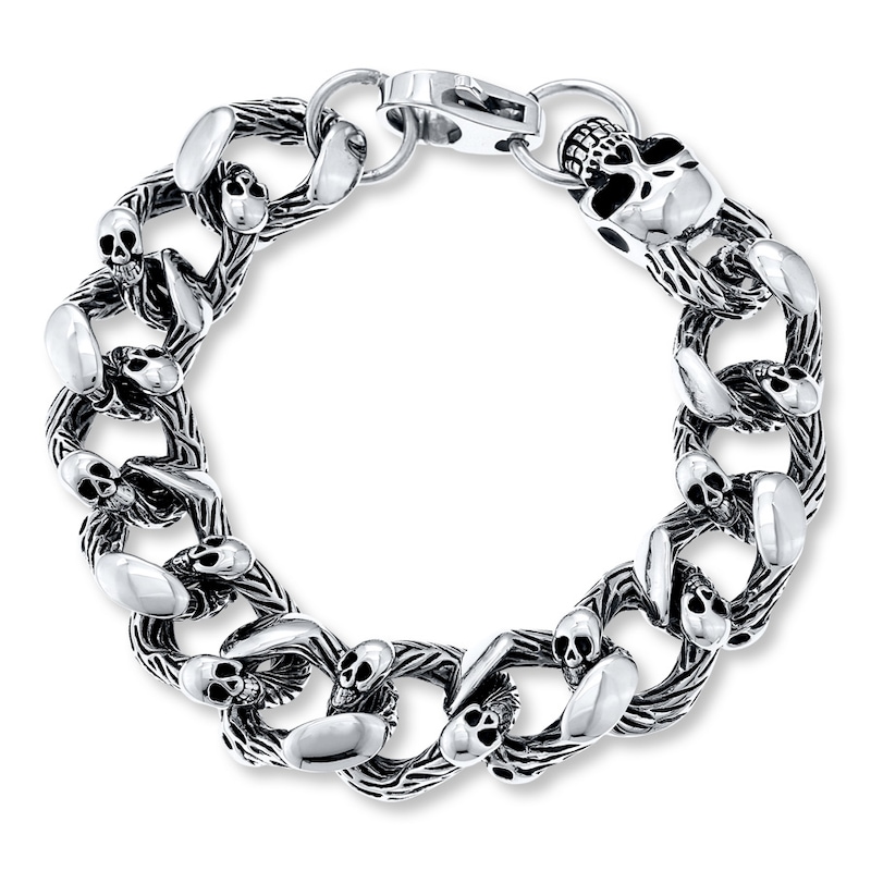 Men's Skull Bracelet Stainless Steel 8.5"