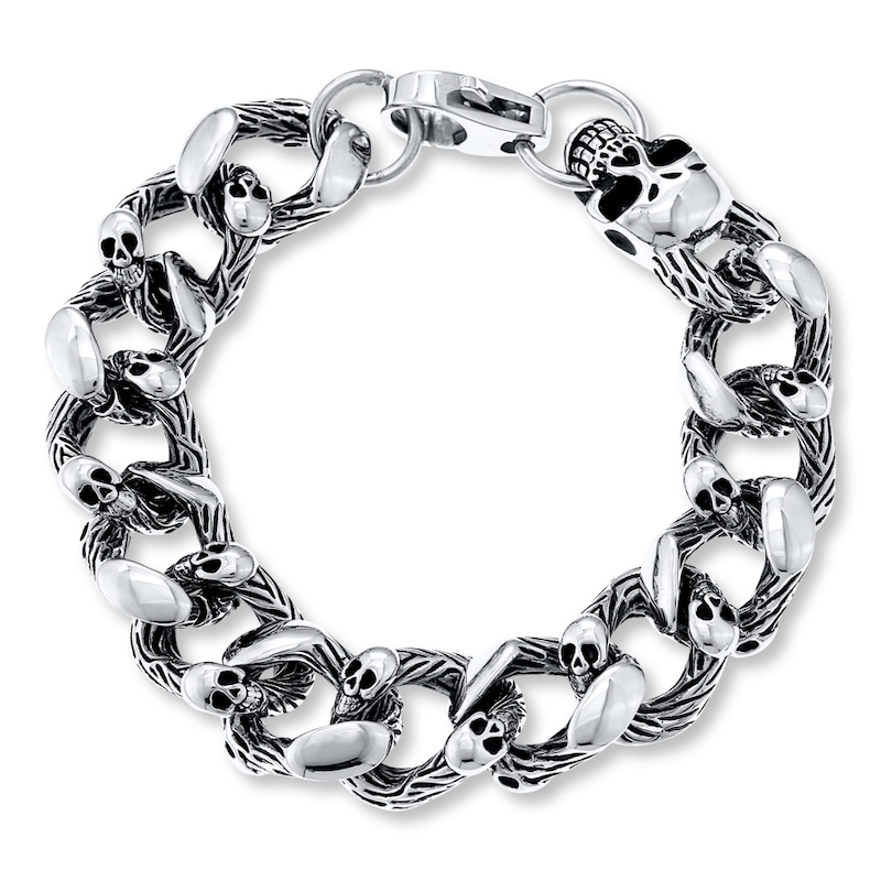 Main Image 1 of Men's Skull Bracelet Stainless Steel 8.5&quot;