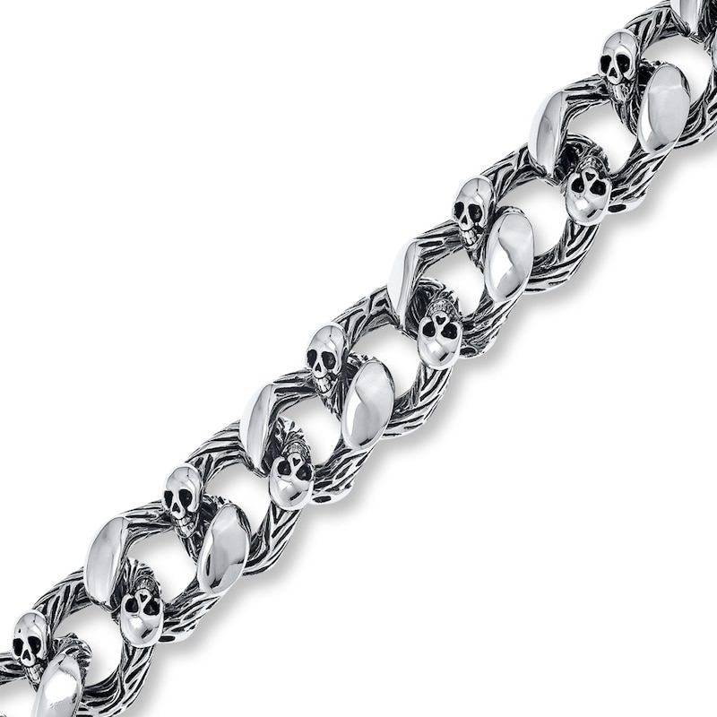 Men's Skull Bracelet Stainless Steel 8.5"