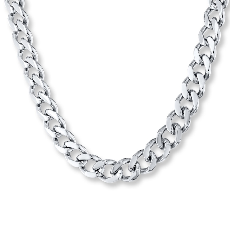 Solid Curb Chain Necklace Sterling Silver 22