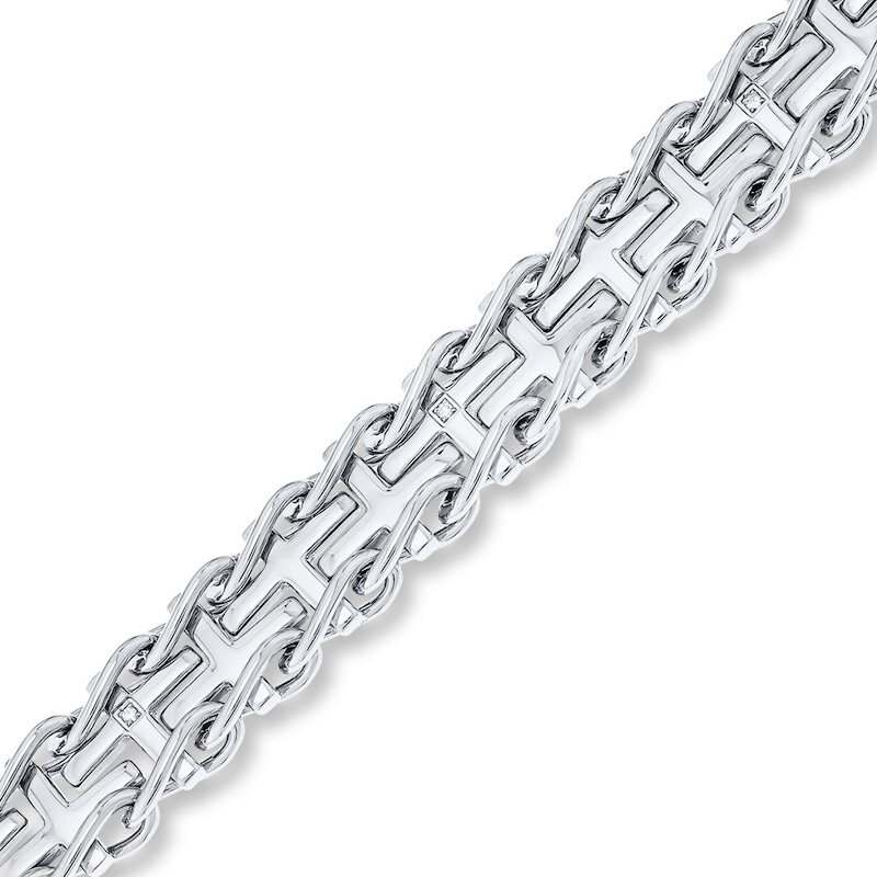 Main Image 2 of Men's Bracelet Diamond Accents Stainless Steel 8.5&quot;