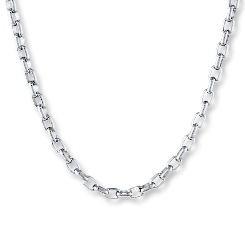 Solid Rolo Link Necklace Stainless Steel 18"