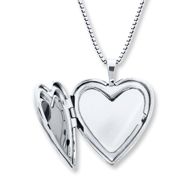 Heart Locket Necklace Diamond Accents Sterling Silver