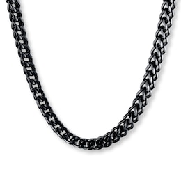 Foxtail Chain Necklace 6mm Black Ion-Plated Solid Stainless Steel 22"