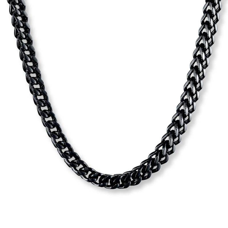 Main Image 1 of Foxtail Chain Necklace 6mm Black Ion-Plated Solid Stainless Steel 22&quot;