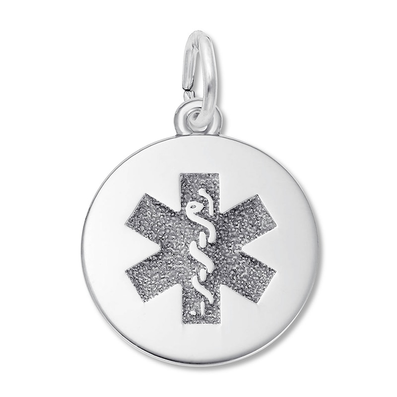 Sterling Silver Rhodium-plated Medical Jewelry Charm Sterling Silver 