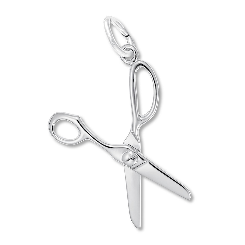51844    12 Pc Matte Silver Oxidized Scissors Charm W/Ring Jewelry Finding  SALE