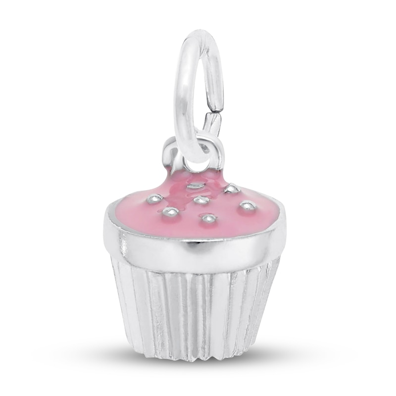 Main Image 1 of Cupcake Charm Pink Enamel Sterling Silver