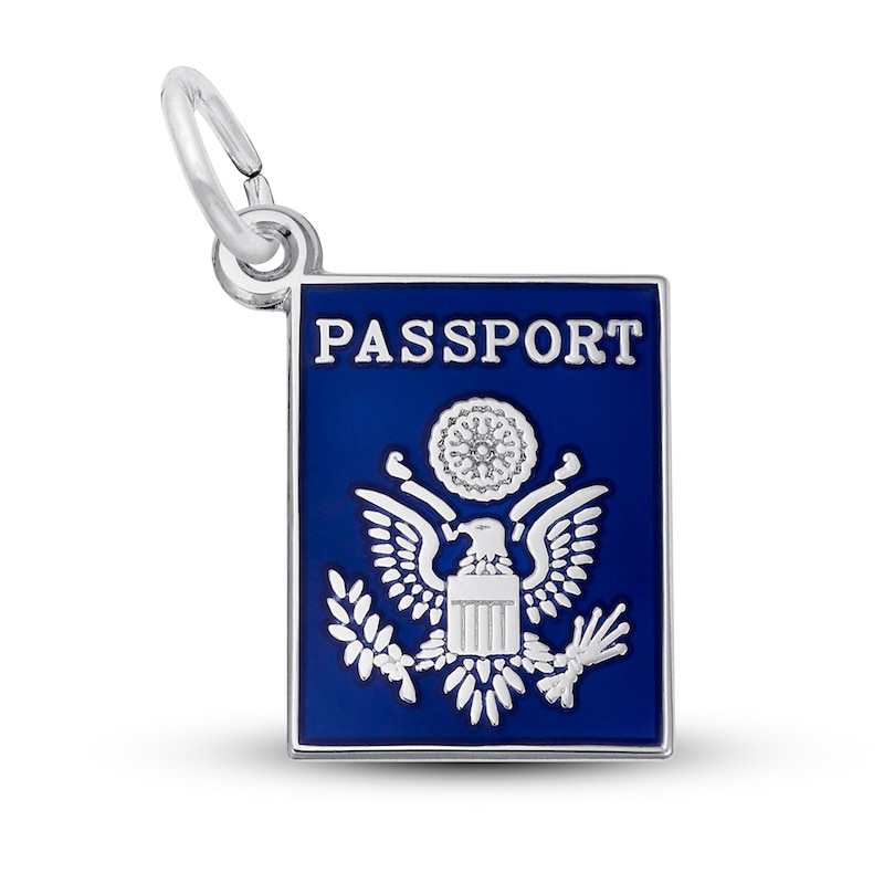 Main Image 1 of Passport Charm Blue Enamel Sterling Silver