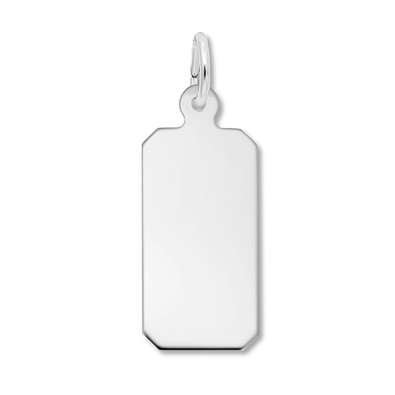 Dog Tag Charm Sterling Silver