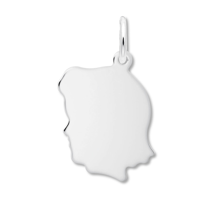 Girl Profile Charm Sterling Silver