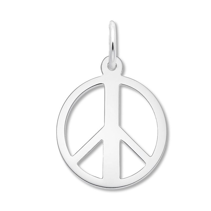 NEW “Peace” Word & Sign Sterling Silver Pendant Charm Necklace