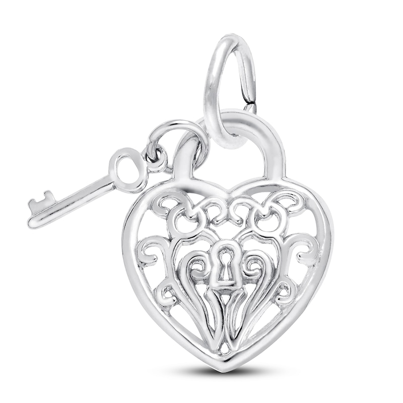 Lock and Key Heart Sterling Silver Charm